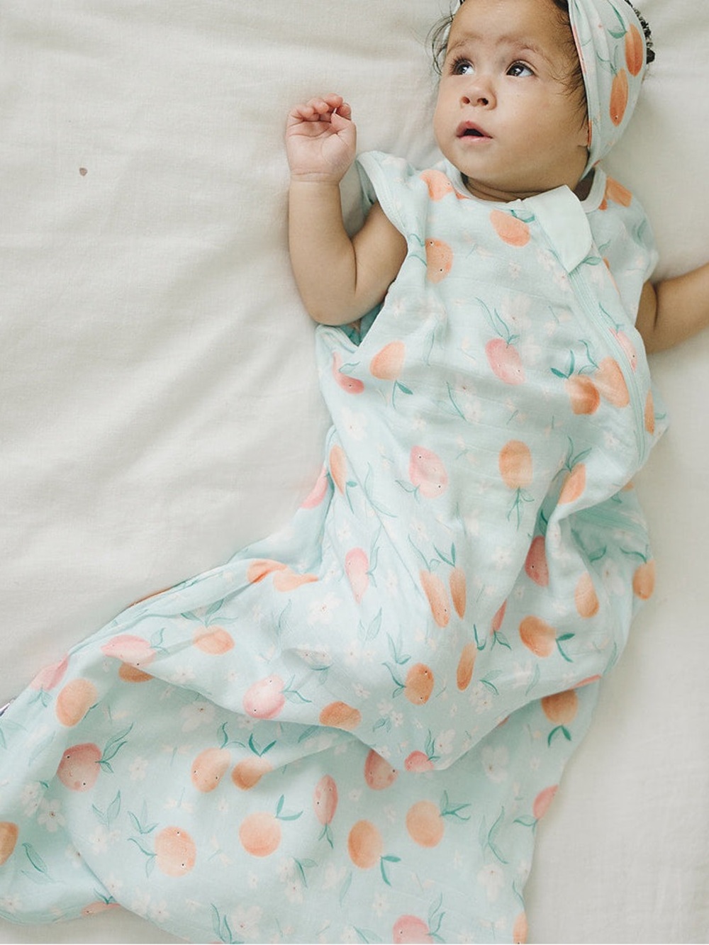 Loulou Lollipop Peach Print Sleep Sack - Light Blue (18-36M) NWT